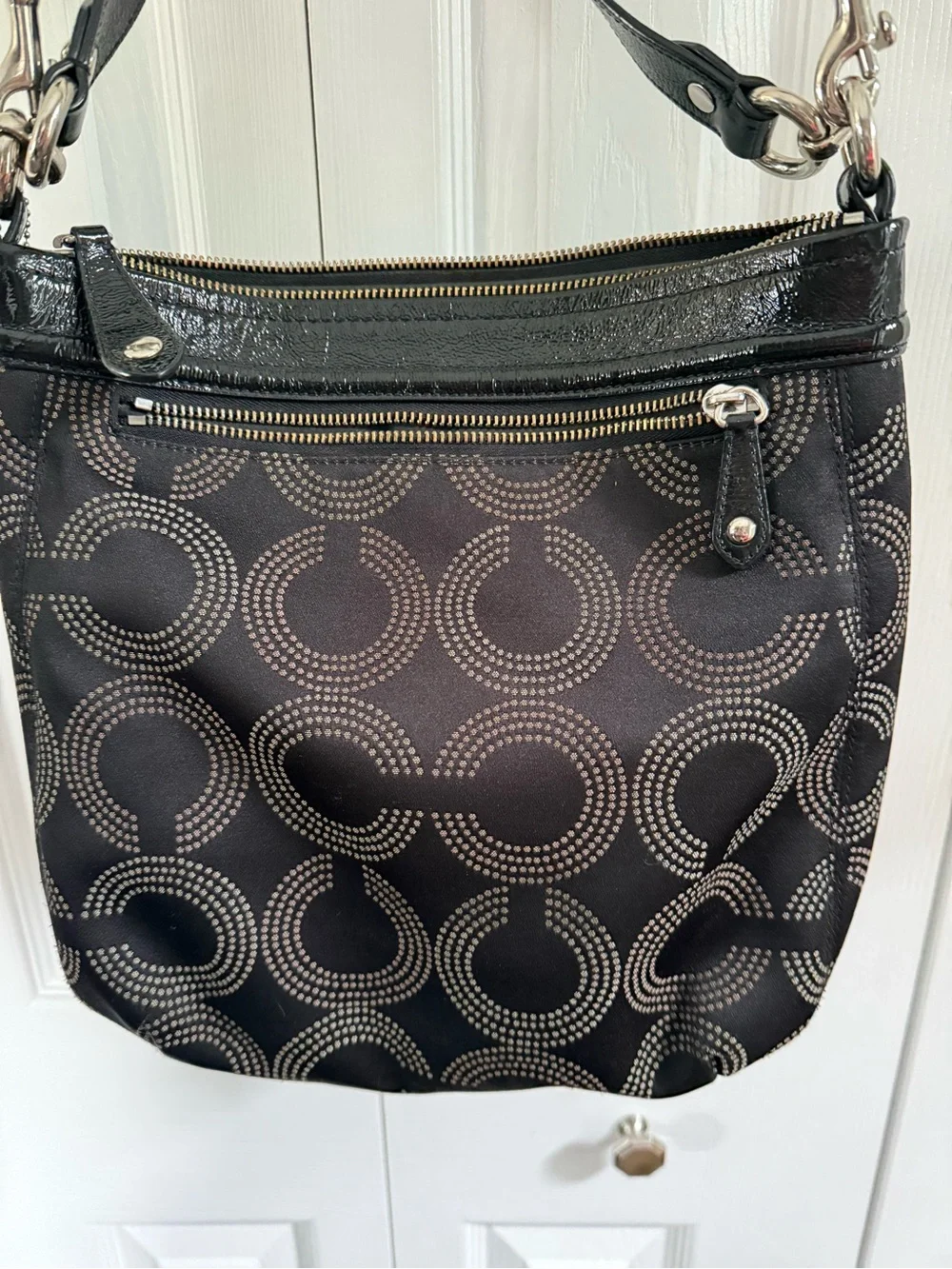 Coach Ashley Dotted Op Art Blk Sig C shoulder or crossbody bag - Picture 7 of 13